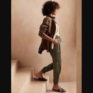 NWT Banana Republic tencel cargo jogger, steel green, large